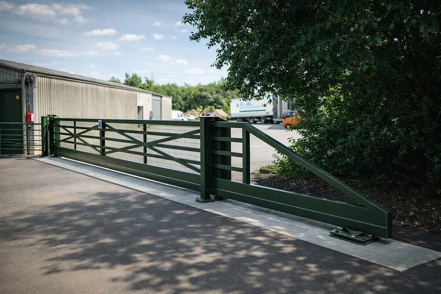 Large green farmer gate